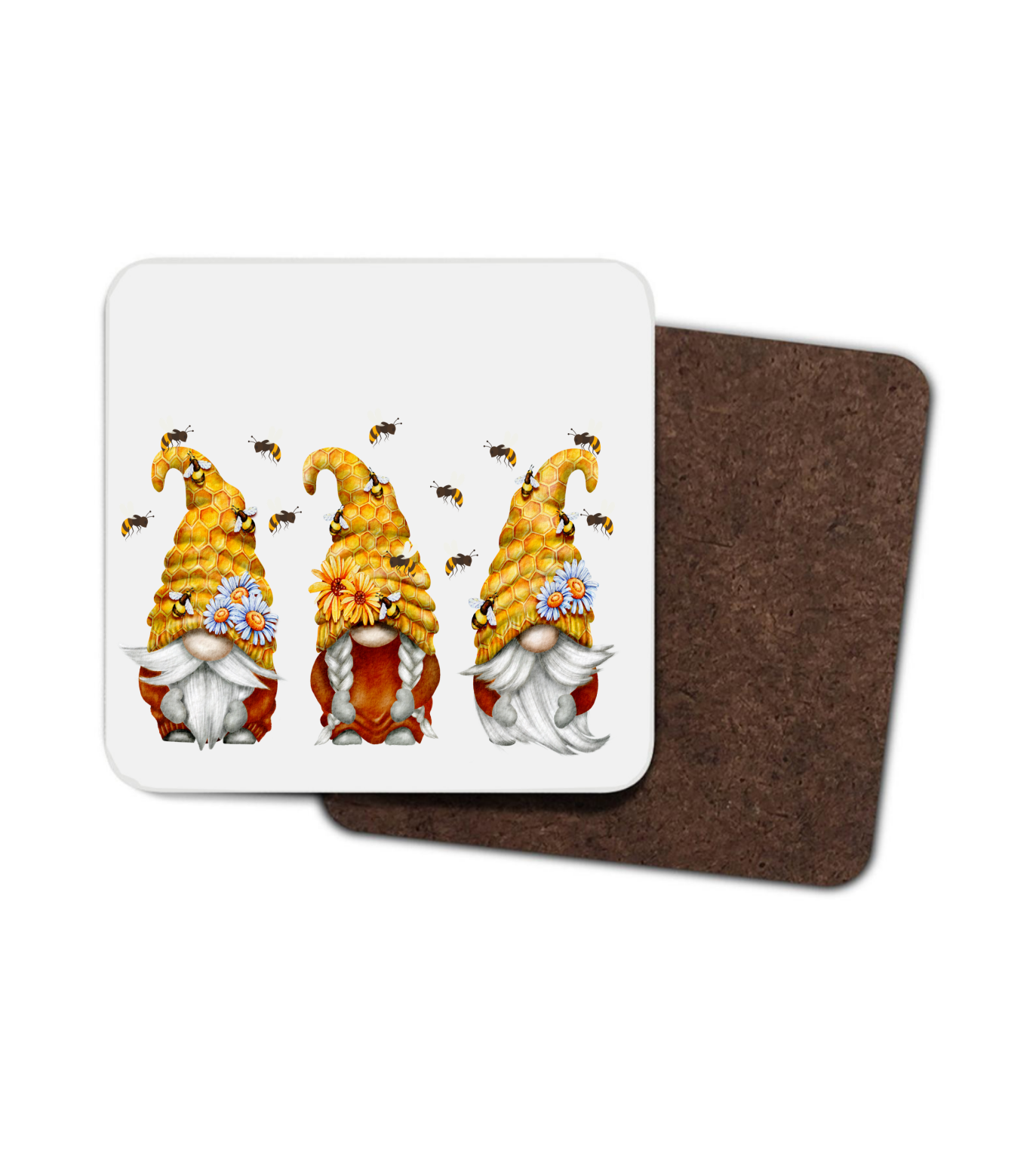 Bee Gnome Hardboard Coaster, Bee Coaster, Gonk Bee Coaster